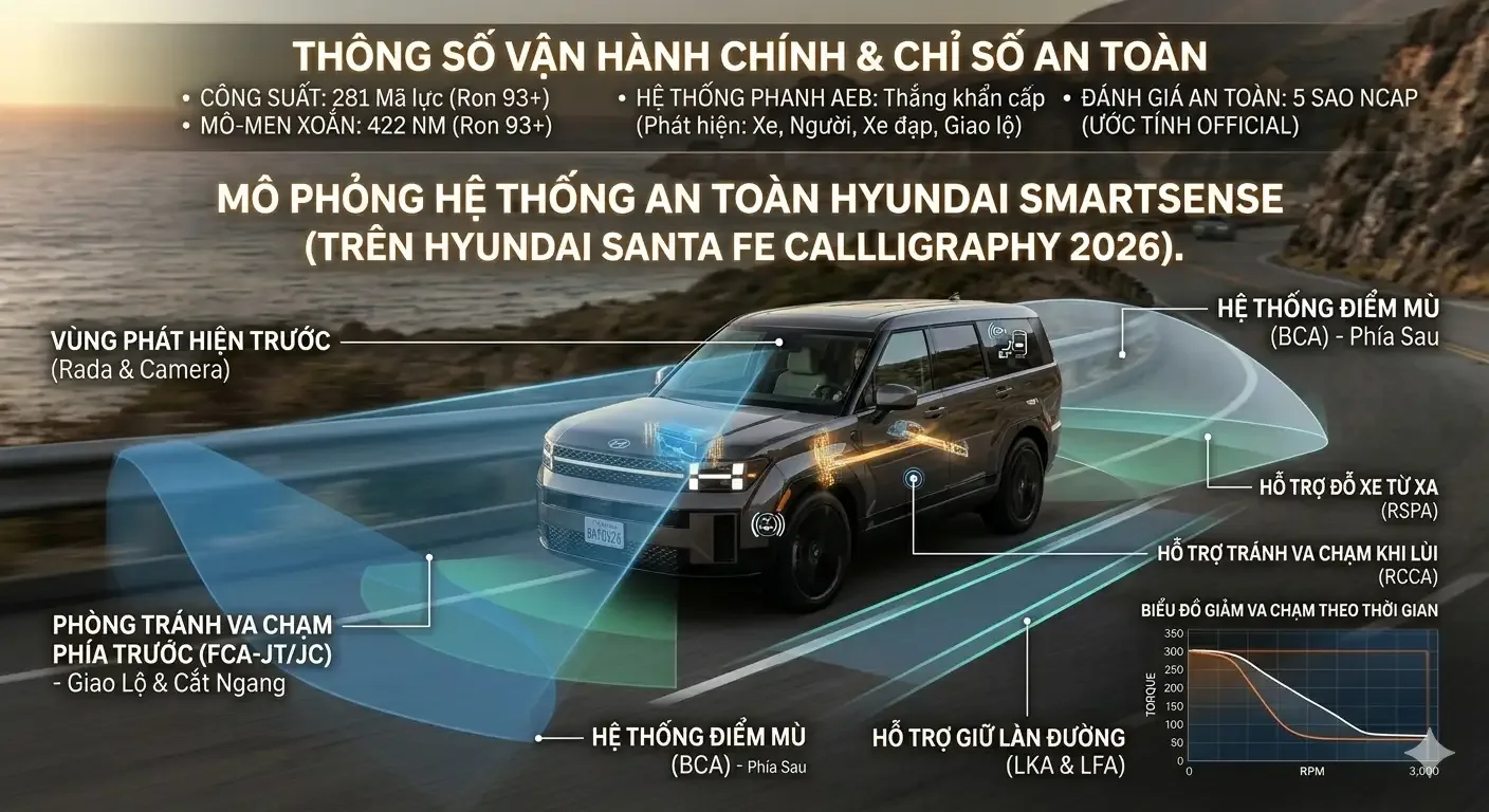 Hệ thống an toàn chủ động trên xe Hyundai SantaFe